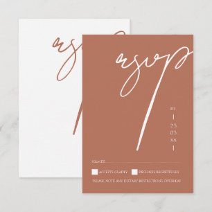 Minimalist Terracotta Script Typography Wedding RSVP Card
