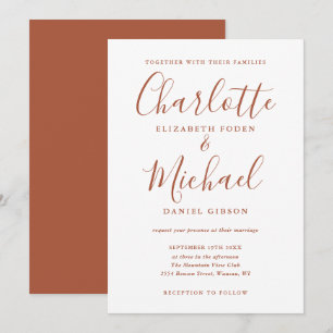 Minimalist Terracotta Script Wedding Invitation