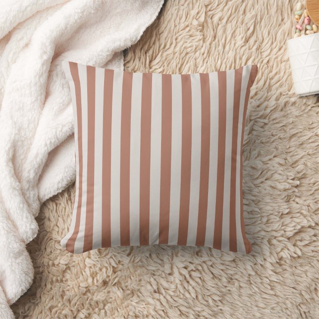 Minimalist Terracotta Striped Throw Pillow (Creator Uploaded)