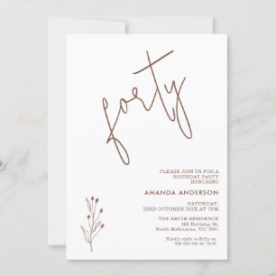 Minimalist Terracotta Text 40th Birthday Invitation