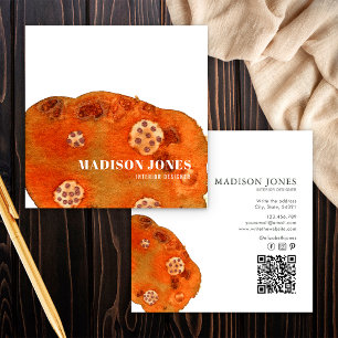 Minimalist Terracotta Watercolor Interior Designer Square Business Card
