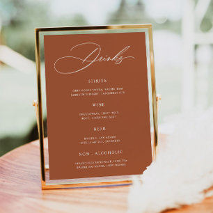 Minimalist Terracotta Wedding Bar Menu Poster