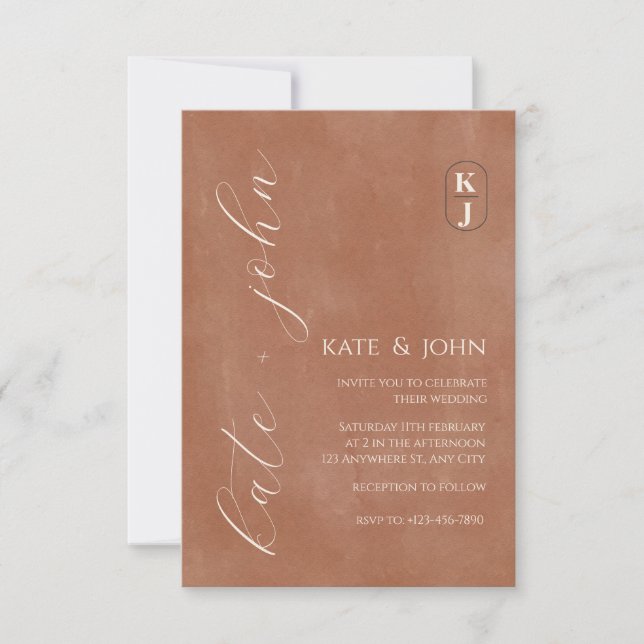 Minimalist Terracotta Wedding Invitation | Modern (Front)