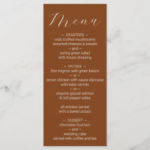 Minimalist Terracotta Wedding Menu