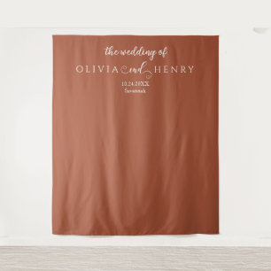 Minimalist Terracotta Wedding Photo Backdrop Tapestry