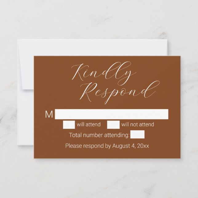 Minimalist Terracotta Wedding RSVP Card (Front)
