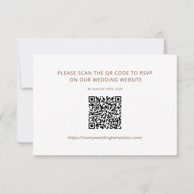 Minimalist Terracotta Wedding RSVP QR Code Card (Back)
