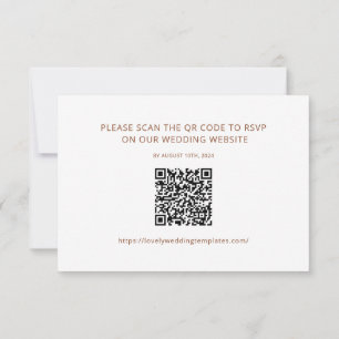 Minimalist Terracotta Wedding RSVP QR Code Card