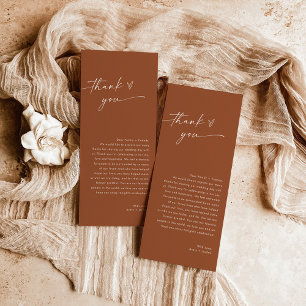 Minimalist Terracotta Wedding Thank You Note
