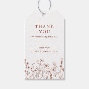 Minimalist Terracotta Wildflower Wedding Thank you Gift Tags