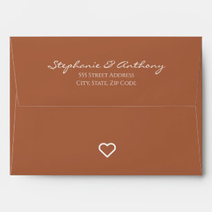 Minimalist Terracotta with Heart Modern Wedding Envelope