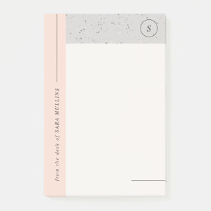 Minimalist Terrazzo Monogram Post-Its - Gray Post-it Notes