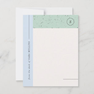 Minimalist Terrazzo Monogram Stationery - Blue Announcement