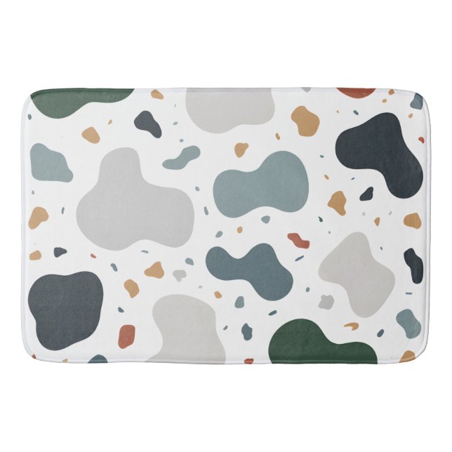 Minimalist Terrazzo Style Custom Fabric, Wallpaper Bath Mat (Front)