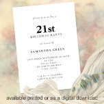 Minimalist Text Any Colour 21st Birthday Party Invitation<br><div class="desc">Minimalist Text Any Colour 21st Birthday Party. 100% customisable. Easily personalise the text and change font and background colours if you wish via the edit further option.</div>