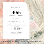 Minimalist Text Any Colour 40th Birthday Party Invitation<br><div class="desc">Minimalist Text Any Colour 40th Birthday Party. 100% customisable. Easily personalise the text and change font and background colours if you wish via the edit further option.</div>