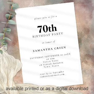 Minimalist Text Any Colour 70th Birthday Party Invitation