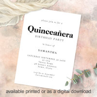 Minimalist Text Any Colour Quinceañera Birthday