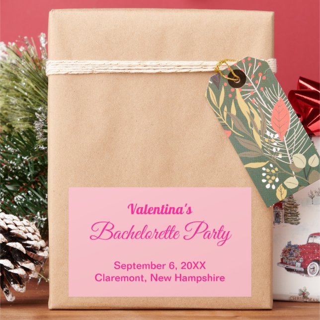 Minimalist Text-Based Pink Bachelorette Party Rectangular Sticker (Holiday)