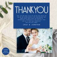 Minimalist Text Blue Wedding Thank You
