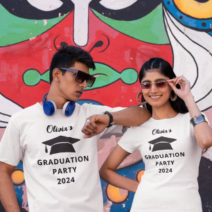 Minimalist Text Cap Name Graduation Party T-Shirt
