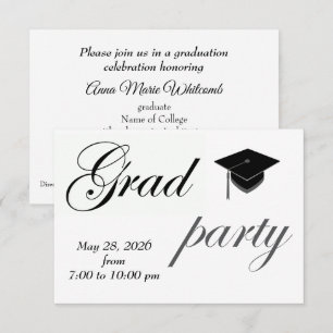 Minimalist Text College Graduation Party  Invitation