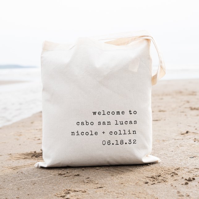Minimalist Text Destination Wedding Welcome Tote Bag (Creator Uploaded)