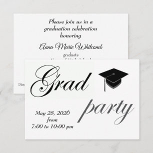 Minimalist Text Graduation Party  Invitation
