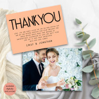 Minimalist Text Peach Wedding Thank You