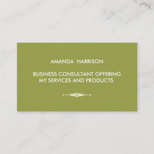 Minimalist Textual with Embellished Element Green Business Card