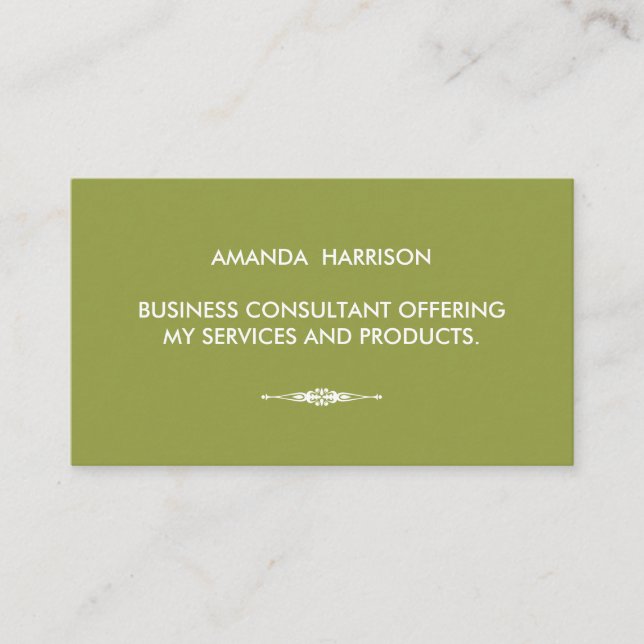 Minimalist Textual with Embellished Element Green Business Card (Front)