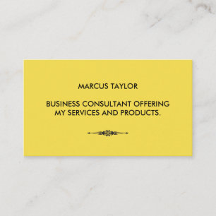 Minimalist Textual with Embellished Element Yellow Business Card