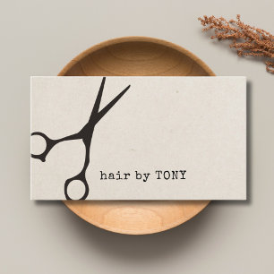 Minimalist Texture Beige Black Scissor Hairstylist Business Card