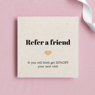 Minimalist Texture Beige Natural Gold Heart Salon Referral Card