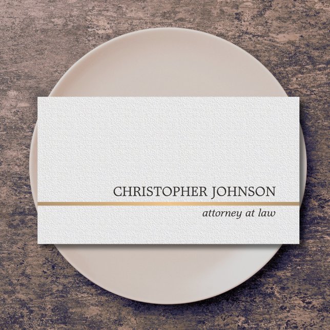 Minimalist Texture White Faux Gold Line Attorney Business Card (Creator Uploaded)