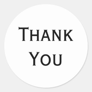 Minimalist Thank You Black And White Wedding Party Classic Round Sticker