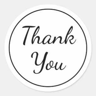 Minimalist Thank You Black And White Wedding Party Classic Round Sticker