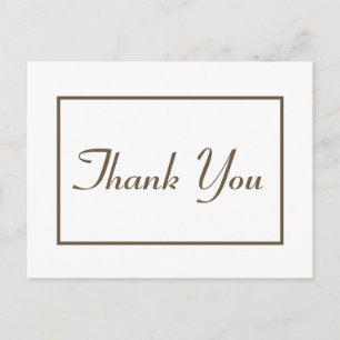 Minimalist Thank You Brown And White Modern Postcard