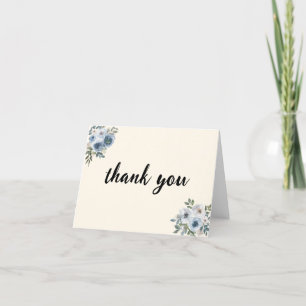 Minimalist Thank You Card Blue Floral