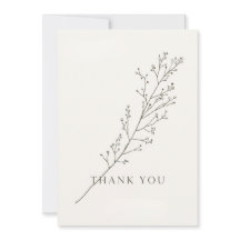 Minimalist Thank-You Card with Line Art Floral 