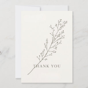 Minimalist Thank-You Card with Line Art Floral 