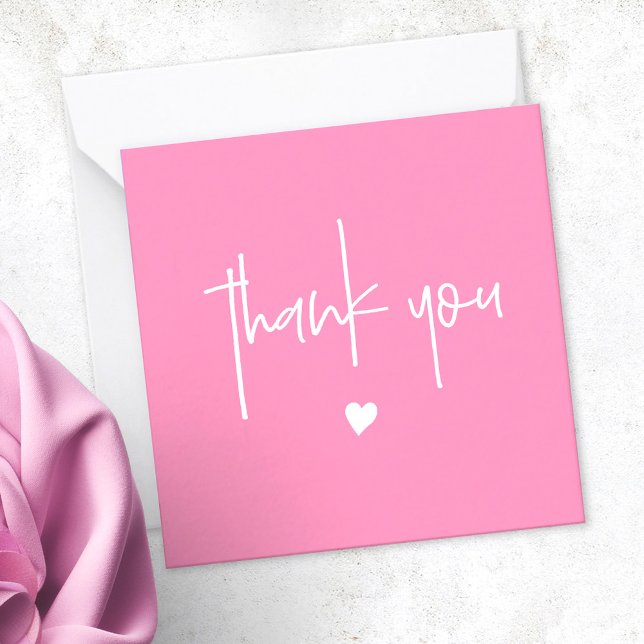 Minimalist Thank You Deep Pink Heart Compact Card (Creator Uploaded)