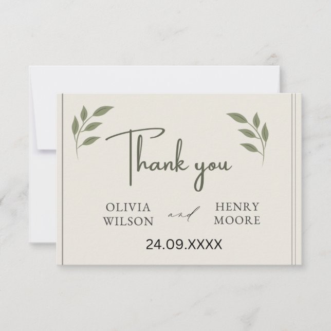 Minimalist Thank You Favour Box Card (Front)
