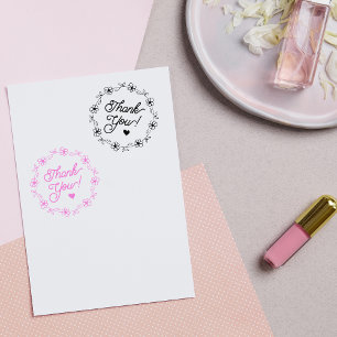 Minimalist Thank You, Flower Rubber Stamp