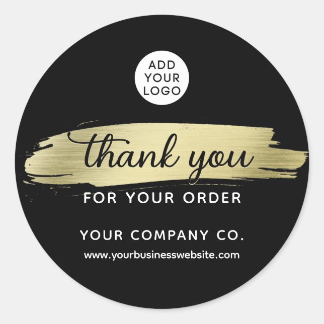 Minimalist Thank you for Order Business Gold Classic Round Sticker (Front)