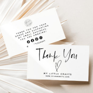 Minimalist Thank You Heart Small Business Business Card