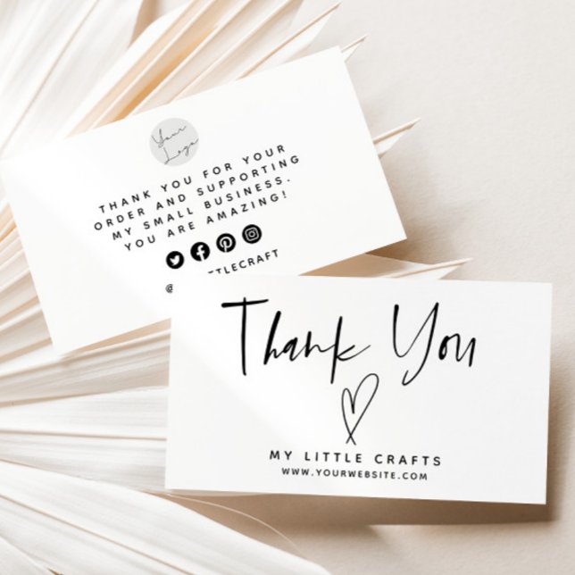 Minimalist Thank You Heart Small Business Business Card (Creator Uploaded)