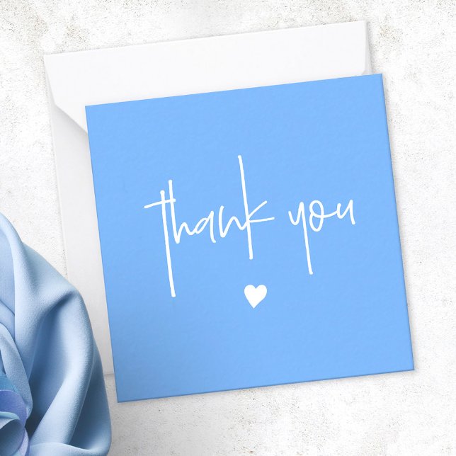Minimalist Thank You Mid Blue Heart Compact Card (Creator Uploaded)