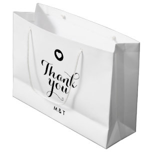 Minimalist Thank You Monogram Wedding Favour Moder Large Gift Bag