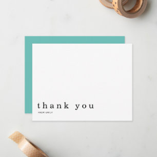 Minimalist Thank You Name Simple Teal Card